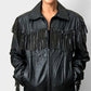 1970s Black Fringe Leather Biker Jacket