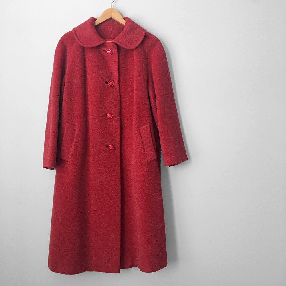 Red Alpaca Wool Made in England Coat