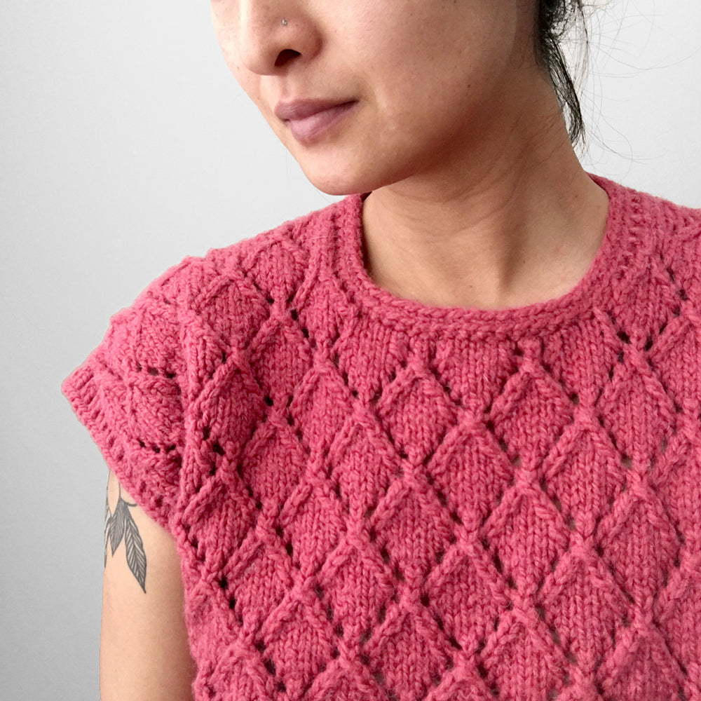 Hand-Knit Rose Textured Knit Sweater Top