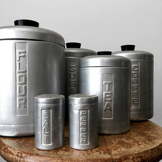 1950s 1960s Aluminum Canisters Set