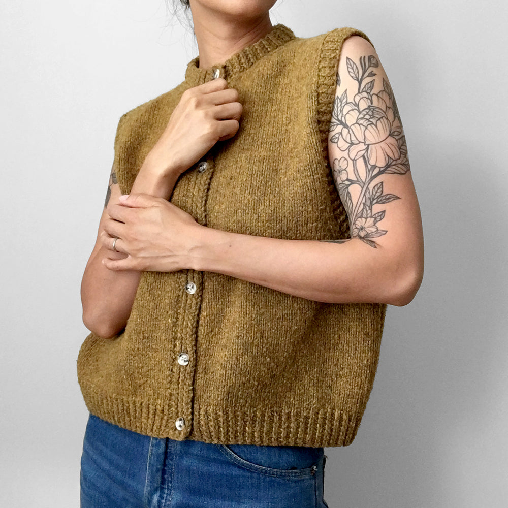 Handmade Gold Button-Front Sweater Vest