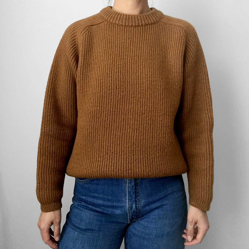 1960s EATON'S Rust Ribbed Crew-Neck Wool Knit Sweater