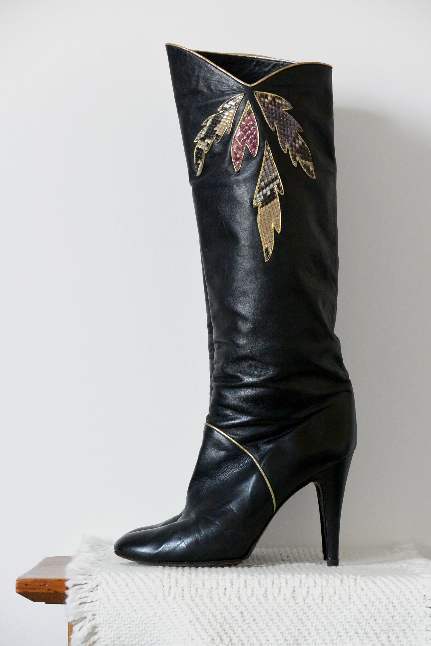 1980s Made in Italy Buttery Soft Black Leather High Heeled Boots