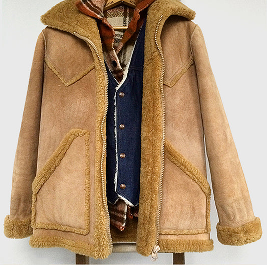 Tan Dubbo Australia Shearling Coat Jacket