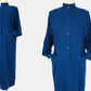 1980s Indigo Blue Wool Button-Front Made in Germany Pleated Dress