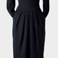1940s Black Peter Pan Beaded Collar Pleated Zip Back Knit Dress
