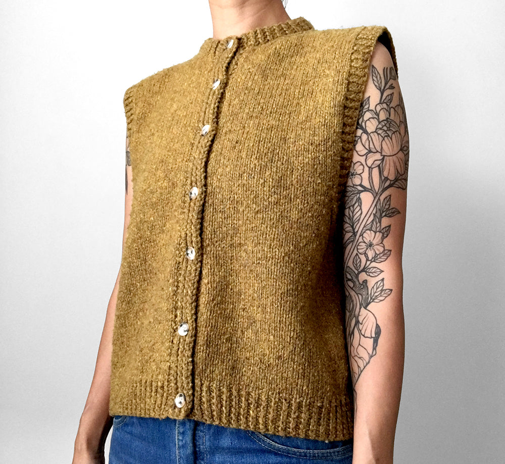 Handmade Gold Button-Front Sweater Vest