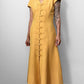 1990s Made in Germany Yellow Button-Front Mandarin Collar Dress