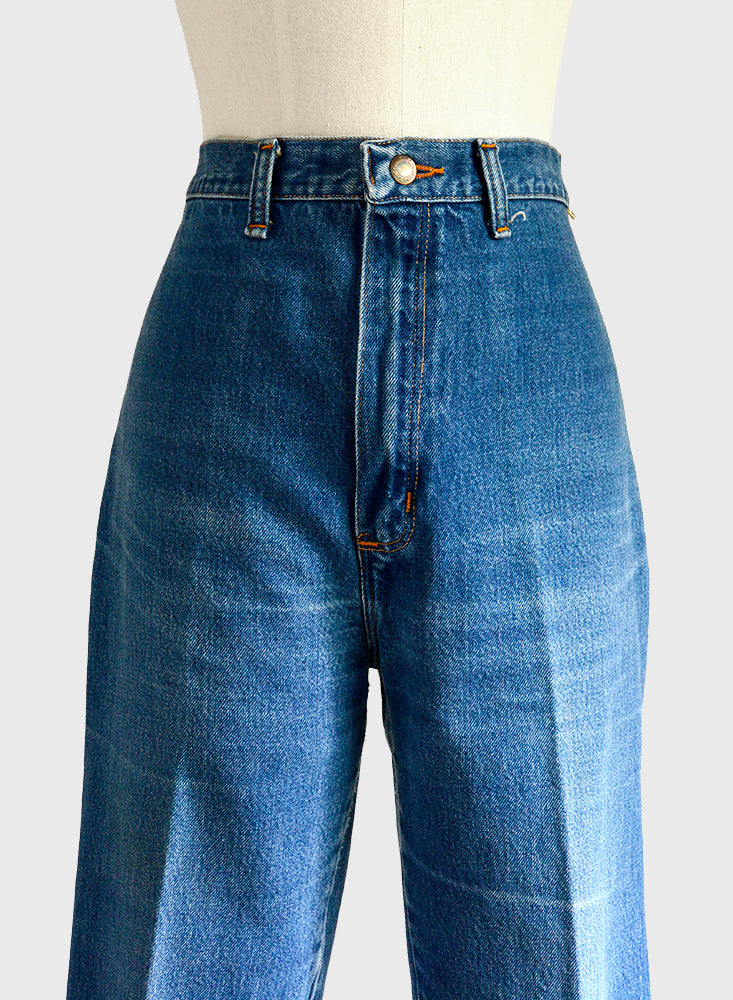 1970s Super High-Waisted Wide-Legged Crop Made in Canada Wrangler Denim Jeans