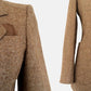 1970s Beige and Brown Tweed and Leather Made in France Fitted Blazer Jacket