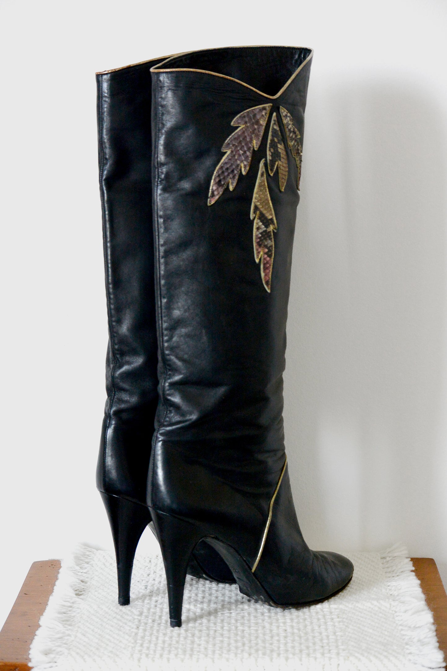 1980s Made in Italy Buttery Soft Black Leather High Heeled Boots