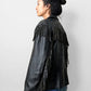 1970s Black Fringe Leather Biker Jacket