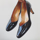 1980s Thomas Wallace Patent Leather High Heeled Pumps - Sz. 8.5-9