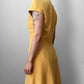 1990s Made in Germany Yellow Button-Front Mandarin Collar Dress
