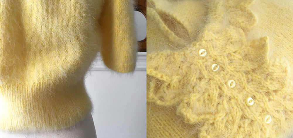 1950s Yellow Handmade Mohair Crop Sweater