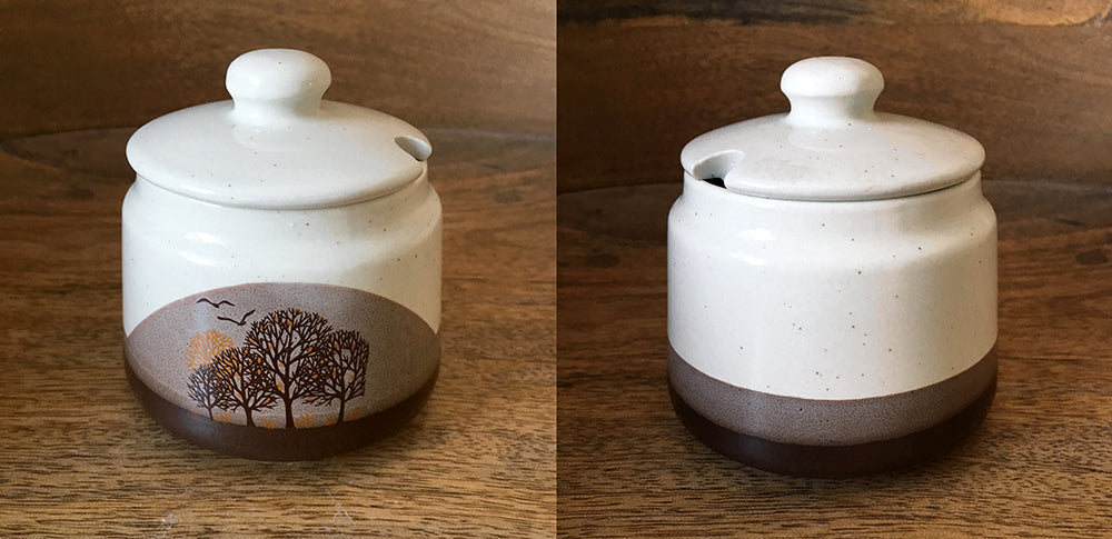 1970s Made in Korea Ceramic Pottery Cream and Sugar Set