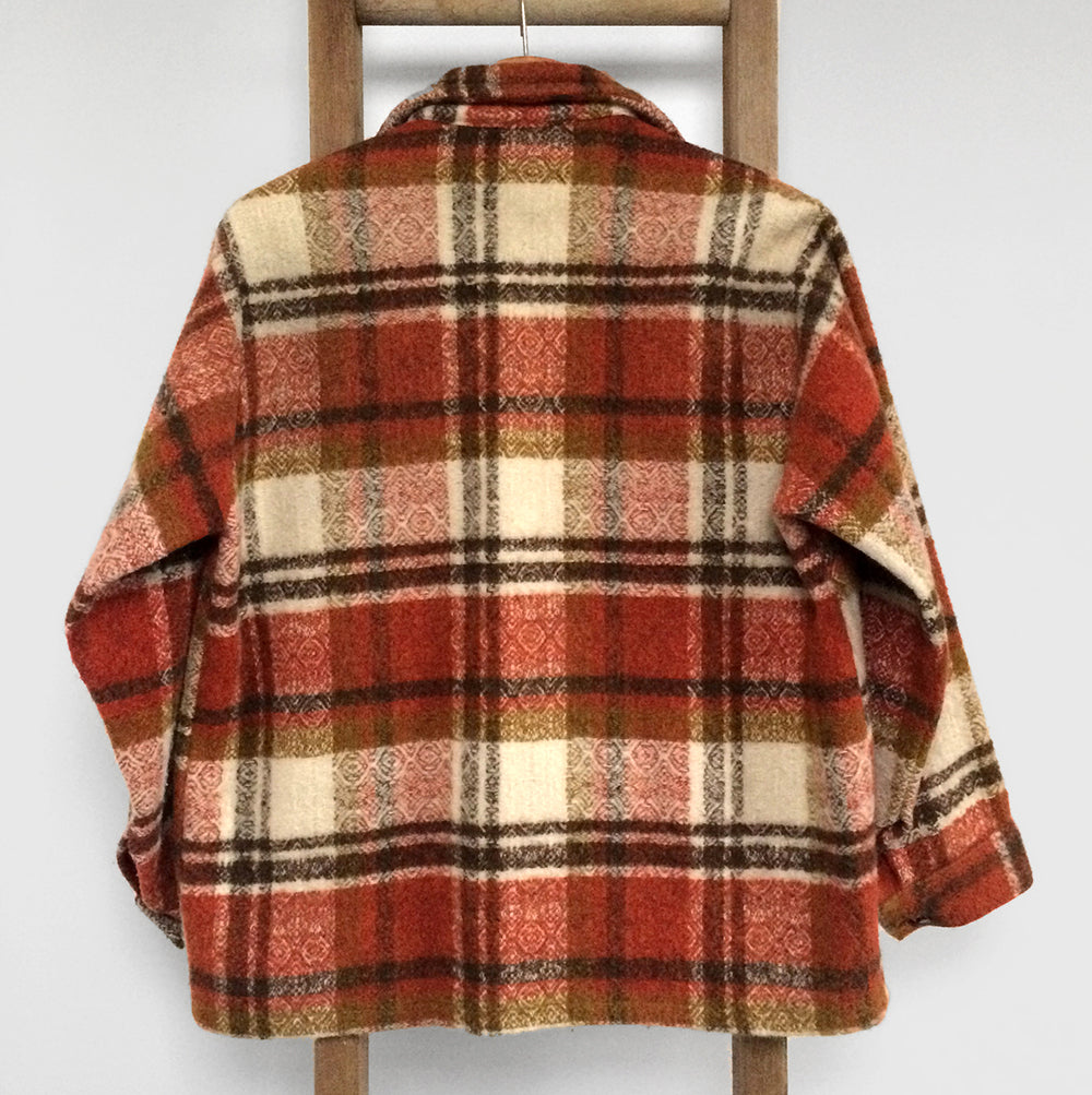 1970s Heavy Fleece Wool Button-Down Plaid Shirt