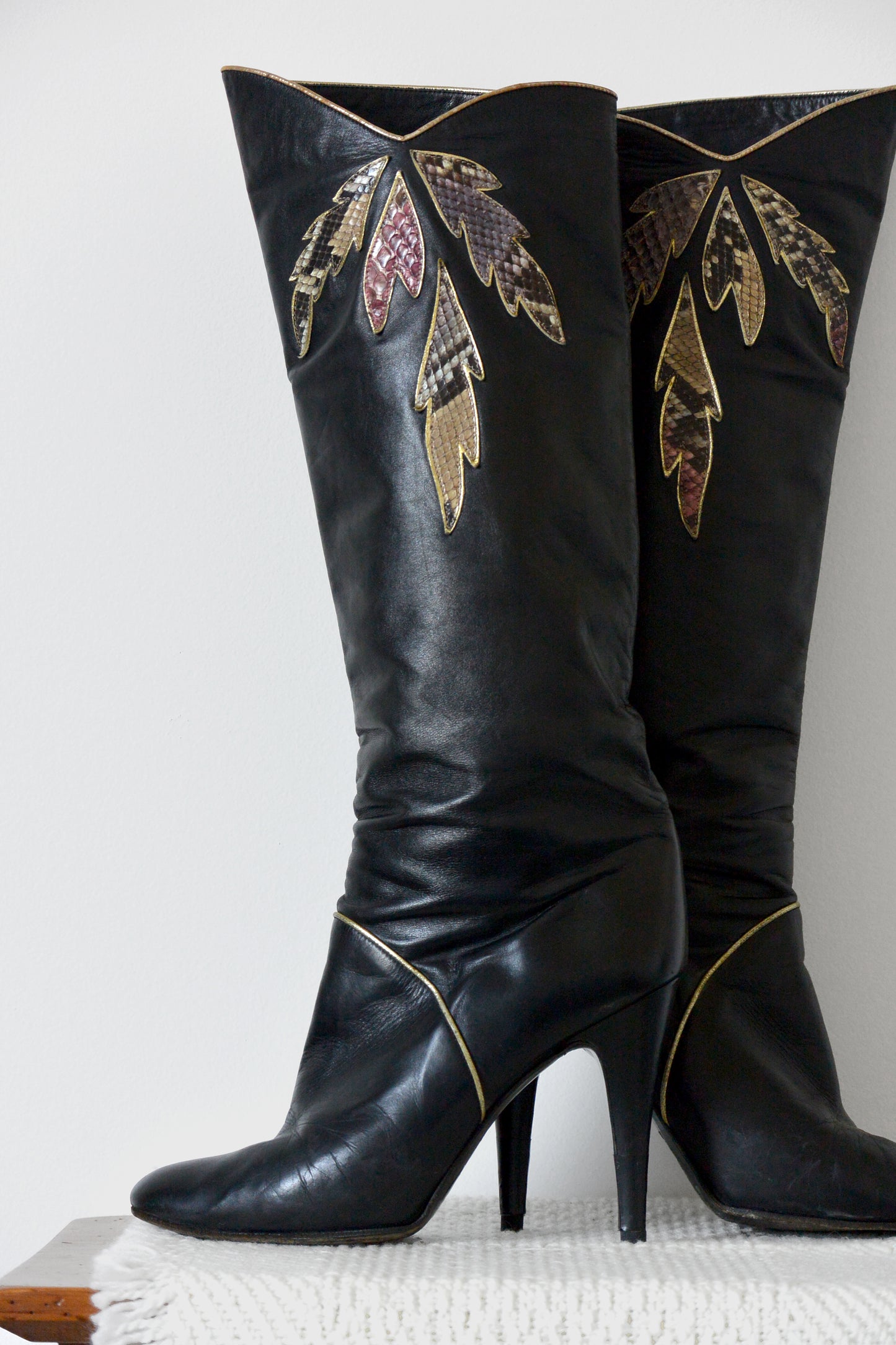 1980s Made in Italy Buttery Soft Black Leather High Heeled Boots