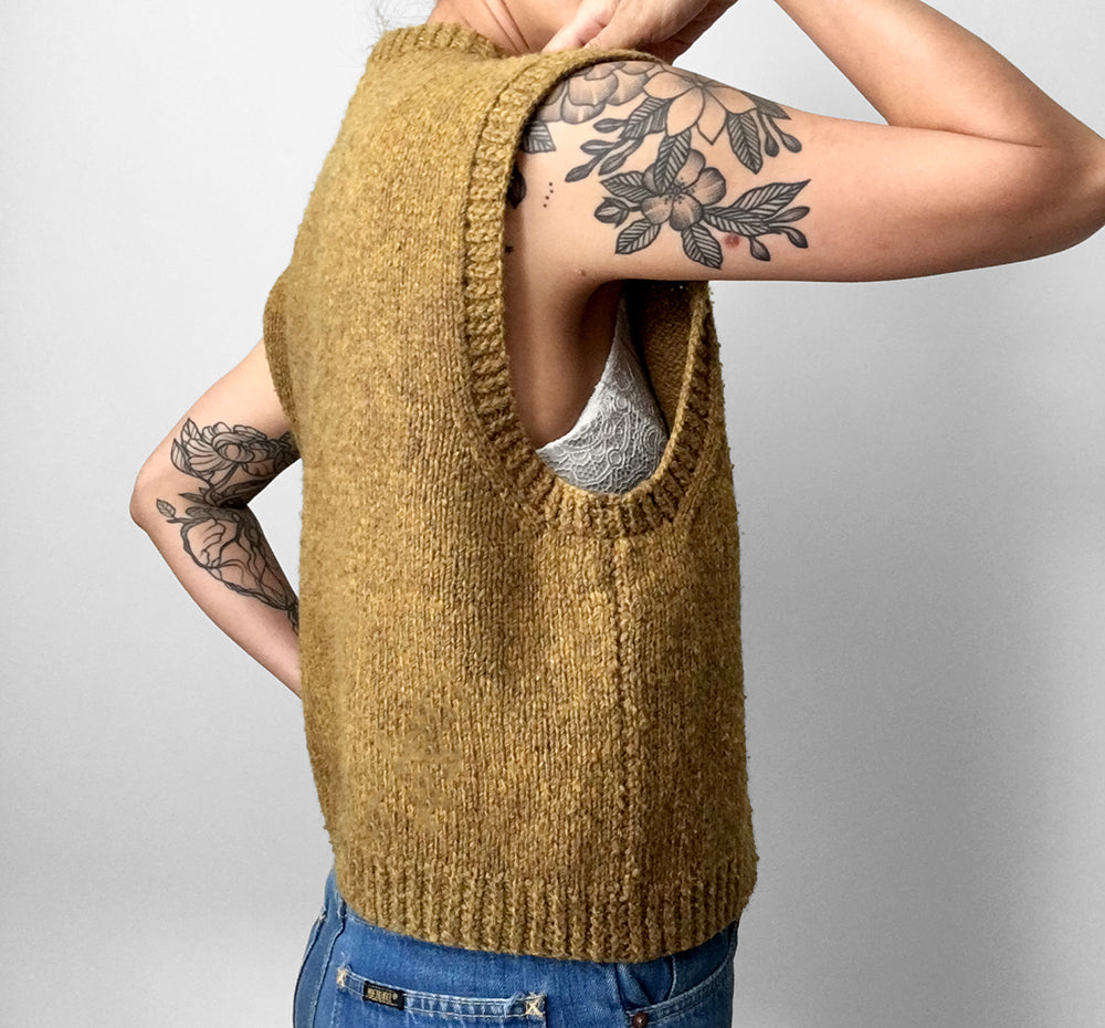 Handmade Gold Button-Front Sweater Vest