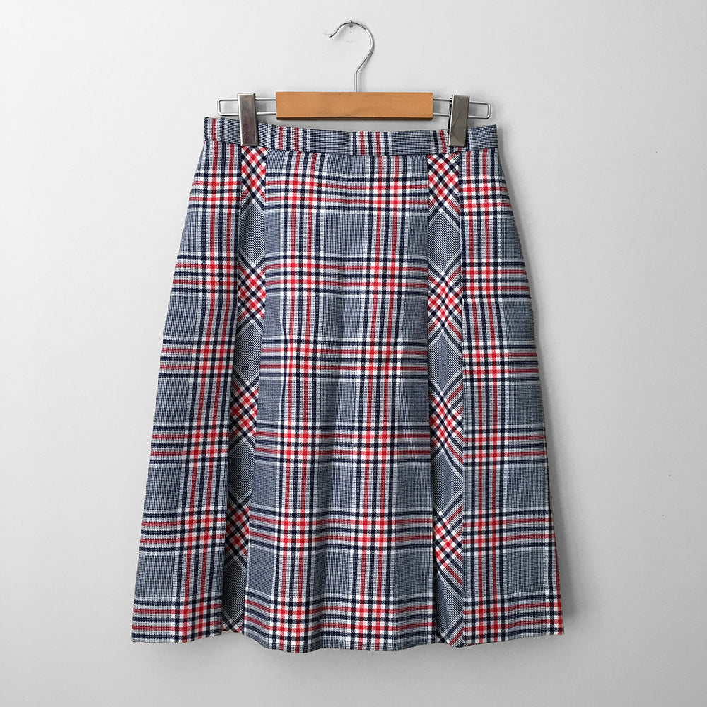 1960s Plaid Pleated A-Line Inverted Pleat Skirt and Jacket Set