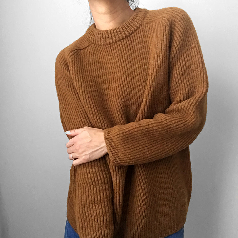 1960s EATON'S Rust Ribbed Crew-Neck Wool Knit Sweater