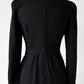 1940s Black Peter Pan Beaded Collar Pleated Zip Back Knit Dress