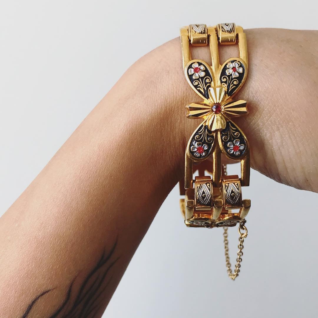 1950s Gold-Toned Floral Link Bracelet