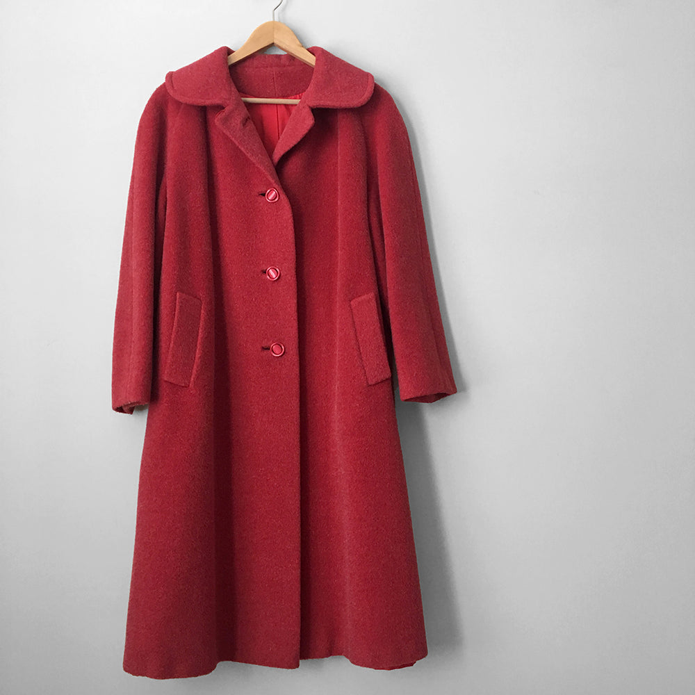 Red Alpaca Wool Made in England Coat