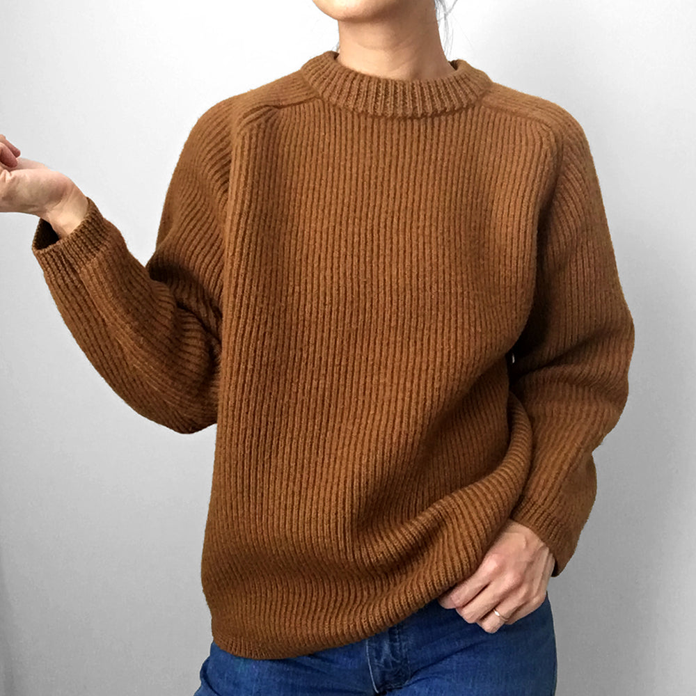 1960s EATON'S Rust Ribbed Crew-Neck Wool Knit Sweater