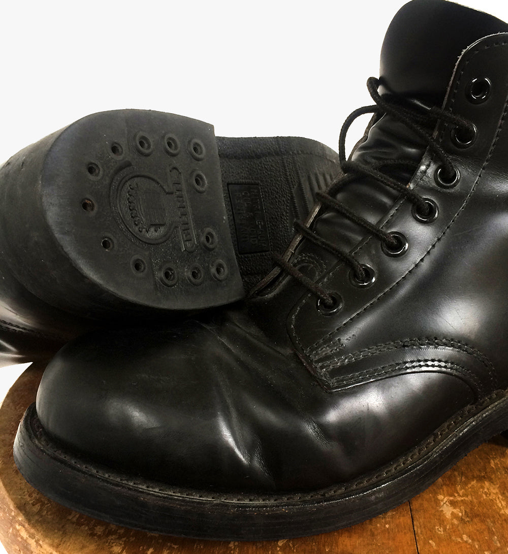 Steel-Toed Black Leather Military Combat Lace-Up Boots