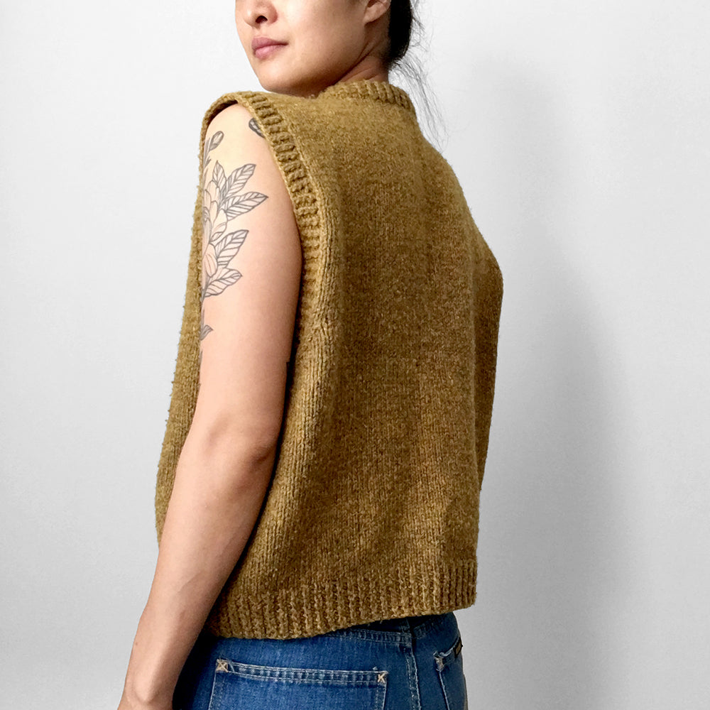 Handmade Gold Button-Front Sweater Vest