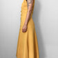 1990s Made in Germany Yellow Button-Front Mandarin Collar Dress