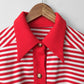 1970s Red and White Striped Wide-Lapel Belted Button-Front Short Sleeve Shirt