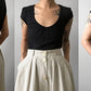 1980s Striped Button-Front Cotton Skirt