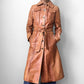 1970s Made in Canada Long Tobacco Brown Belted Leather Coat