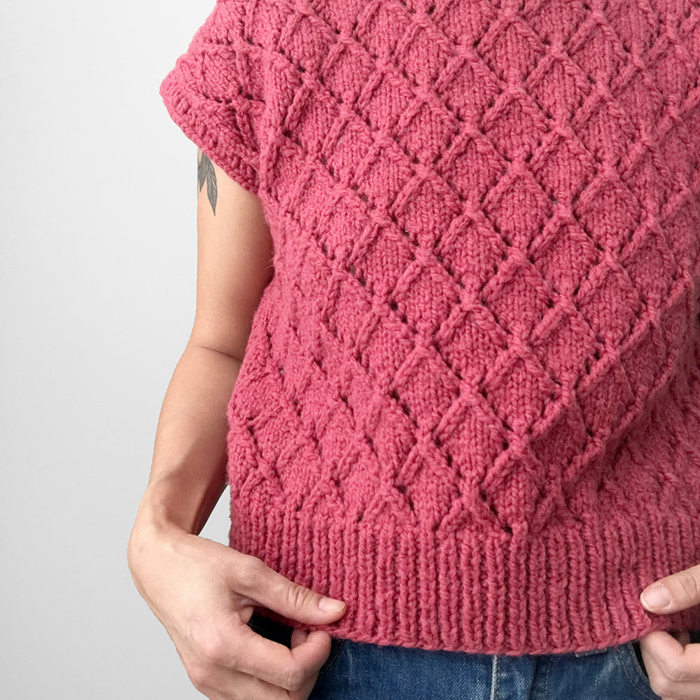 Hand-Knit Rose Textured Knit Sweater Top