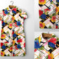 1970s Floral Patterned Zip Front Short-Sleeve Dress