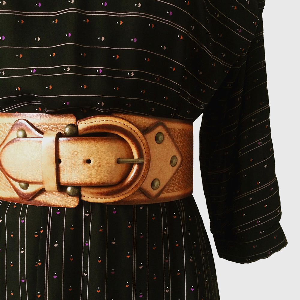 1970s Wide Tooled-Leather, Belt