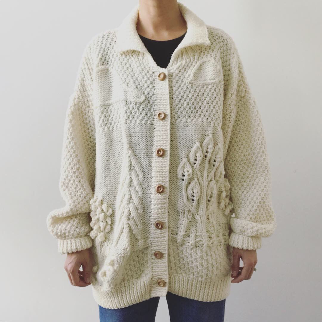 Cream Soft Happy Home Handmade Knit Cardigan