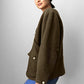 Olive-Green Wool-Blend Military-Inspired Boxy Jacket