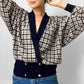 1980s Plaid Made in Britain  Button-Front Detailed Pullover Knit Sweater