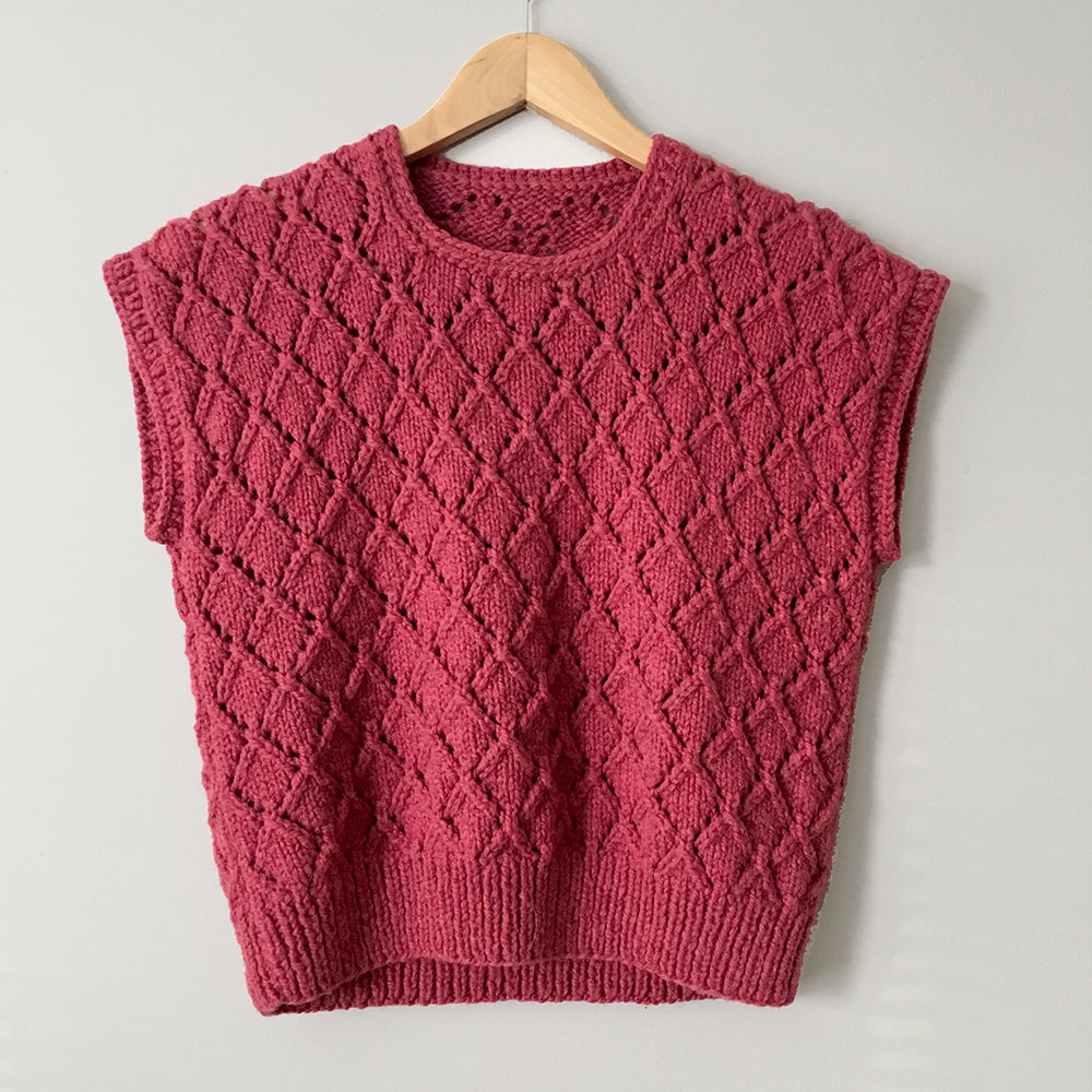 Hand-Knit Rose Textured Knit Sweater Top