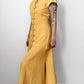 1990s Made in Germany Yellow Button-Front Mandarin Collar Dress