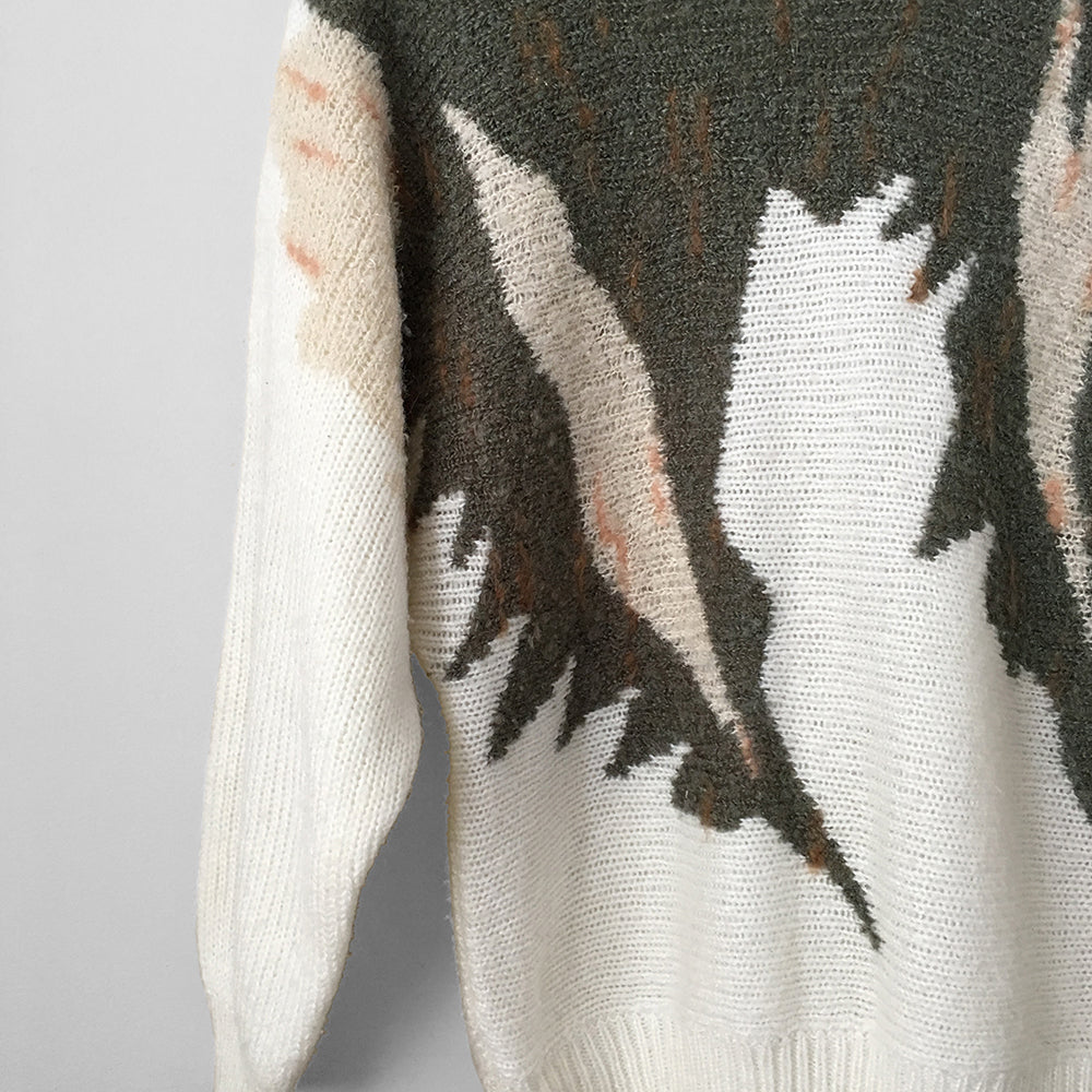 1980s Patterned Wing Sleeve Knit Sweater