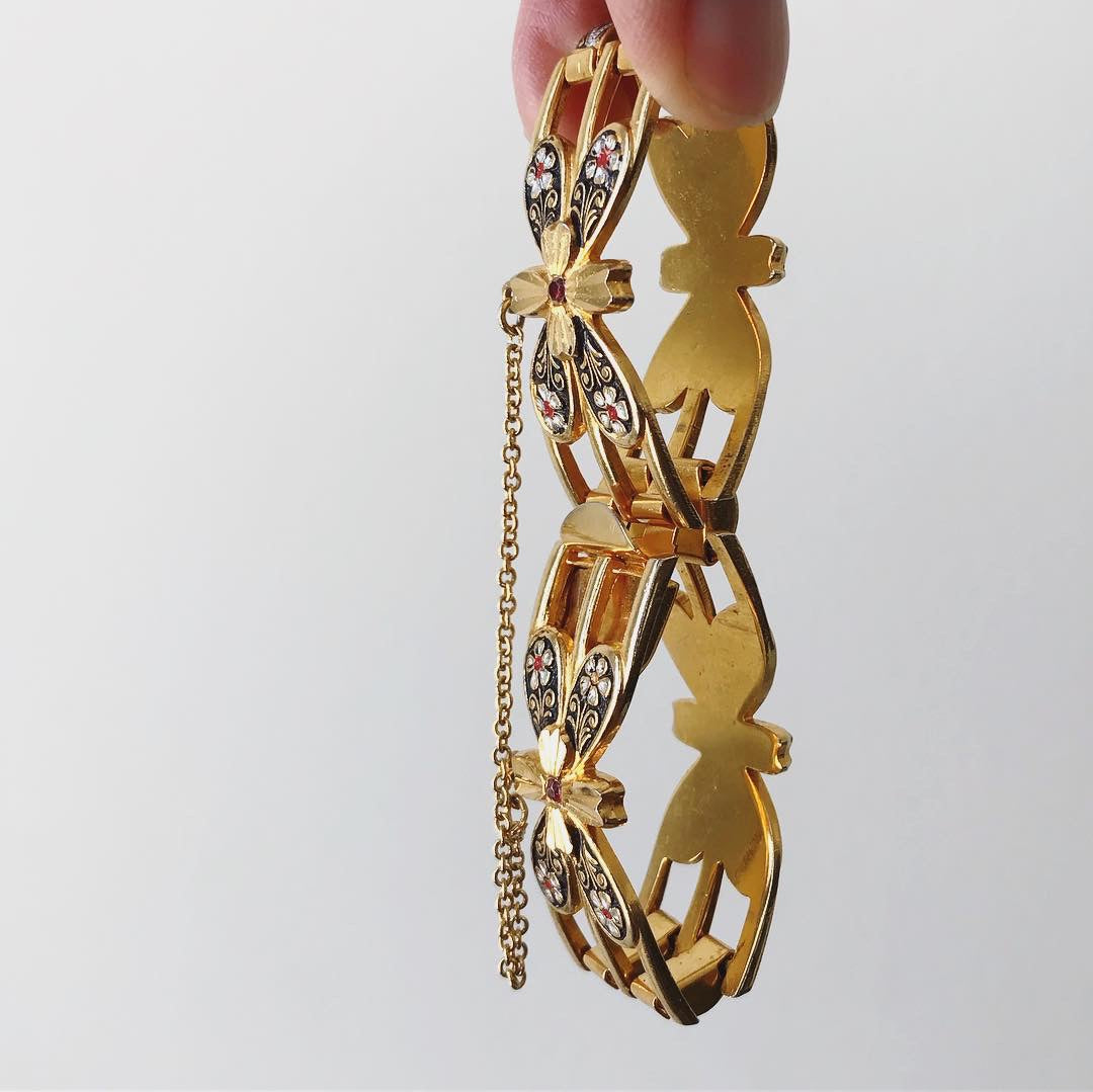 1950s Gold-Toned Floral Link Bracelet