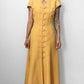 1990s Made in Germany Yellow Button-Front Mandarin Collar Dress