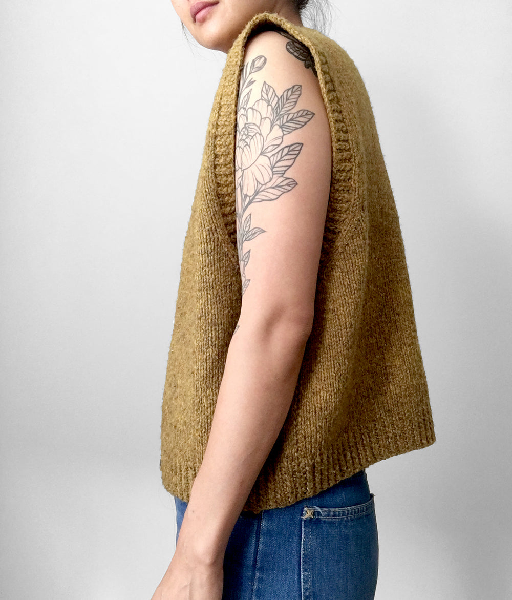 Handmade Gold Button-Front Sweater Vest