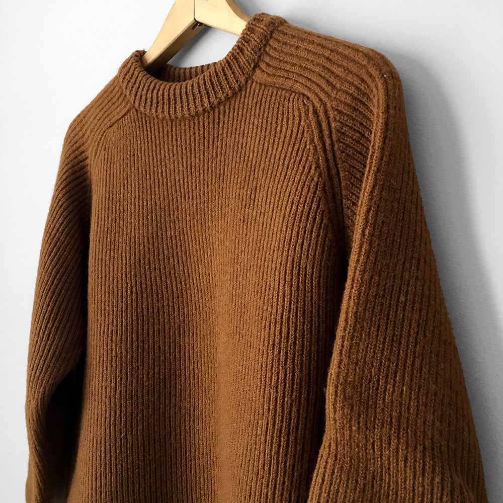 1960s EATON'S Rust Ribbed Crew-Neck Wool Knit Sweater