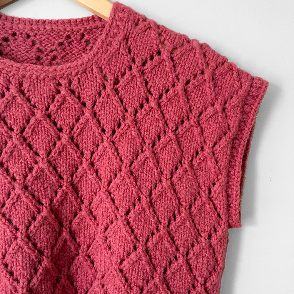 Hand-Knit Rose Textured Knit Sweater Top