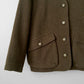 Olive-Green Wool-Blend Military-Inspired Boxy Jacket
